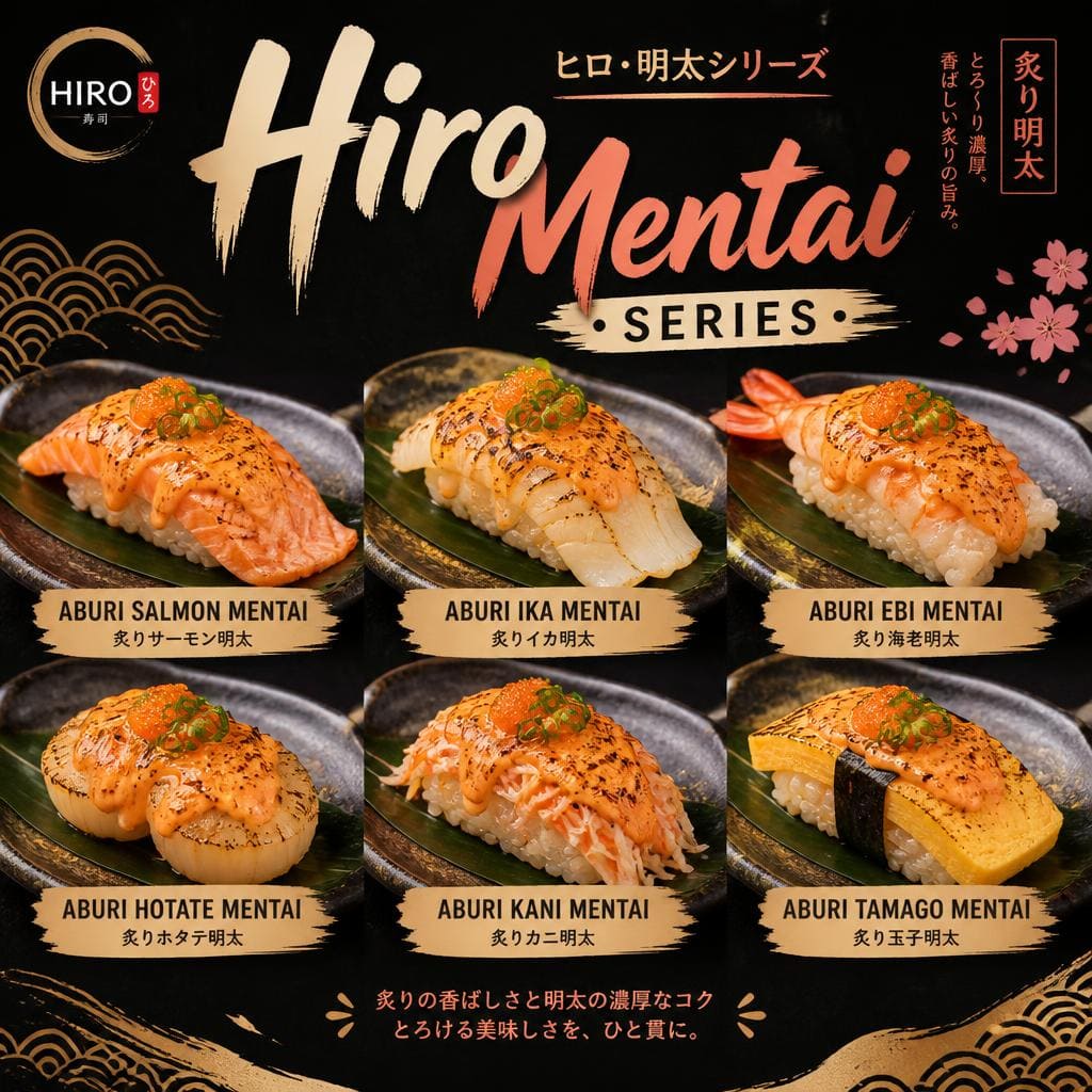 Hiro Mentai Series Sushi Hiro menu sushi mentai
